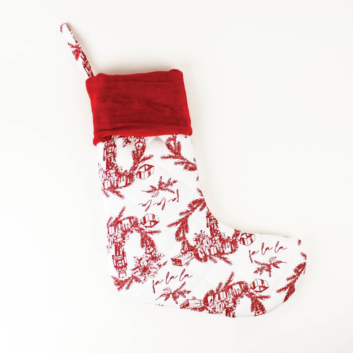 Holiday Toile Red Quilted Stocking - The Preppy Bunny
