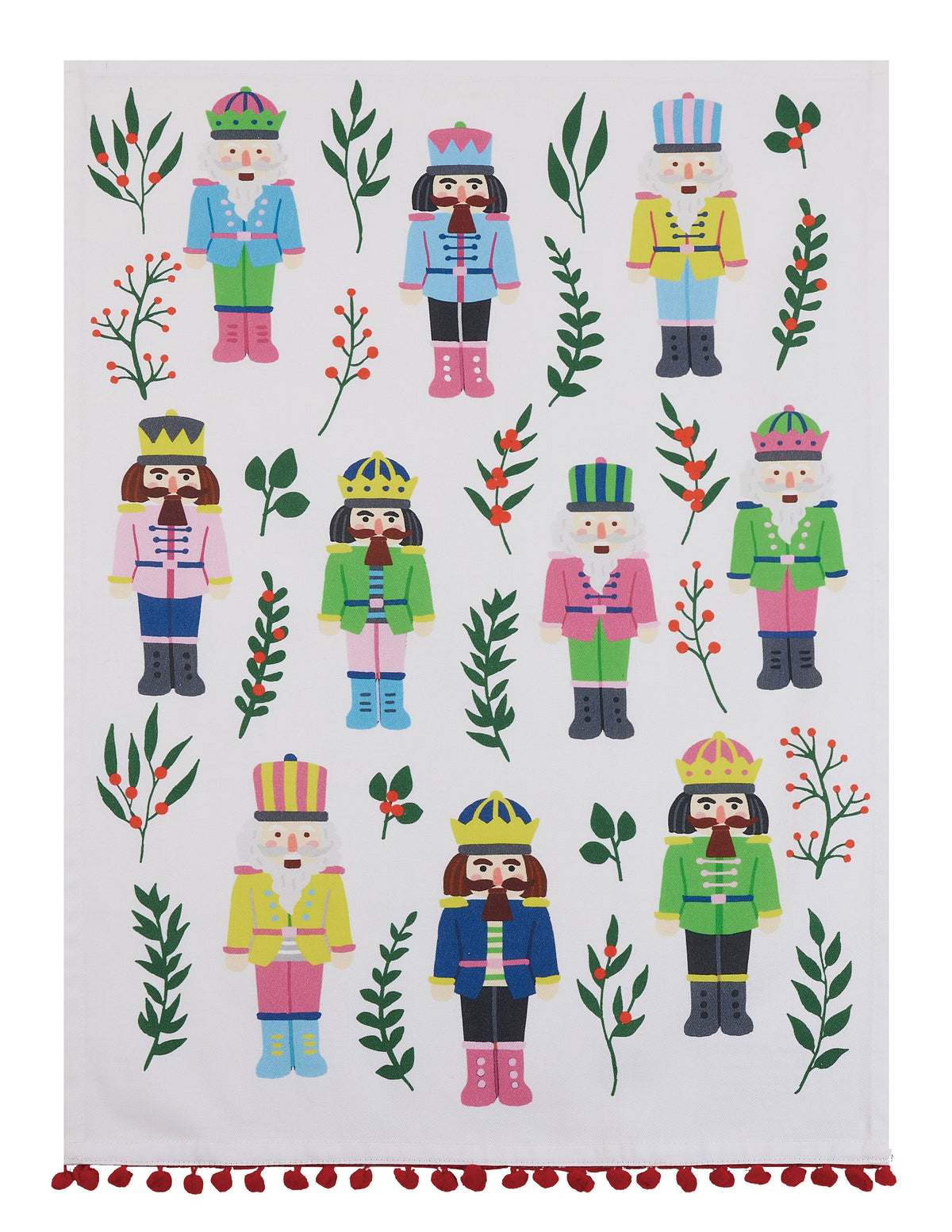 Vintage Nutcrackers W/Pom Pom Printed Towel