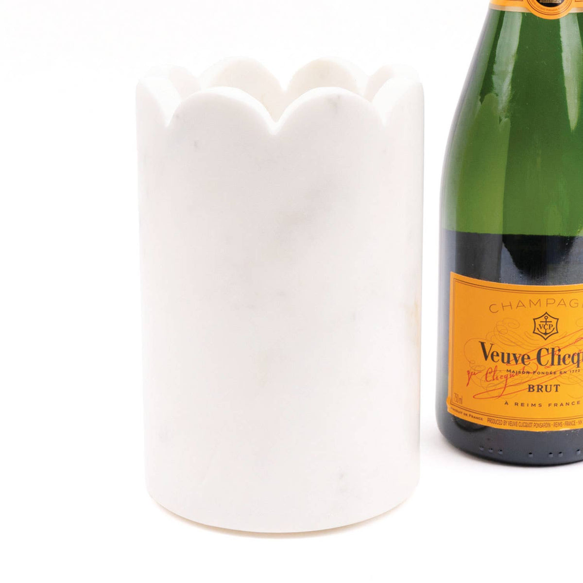 White Marble Scalloped Wine &amp; Champagne Chiller