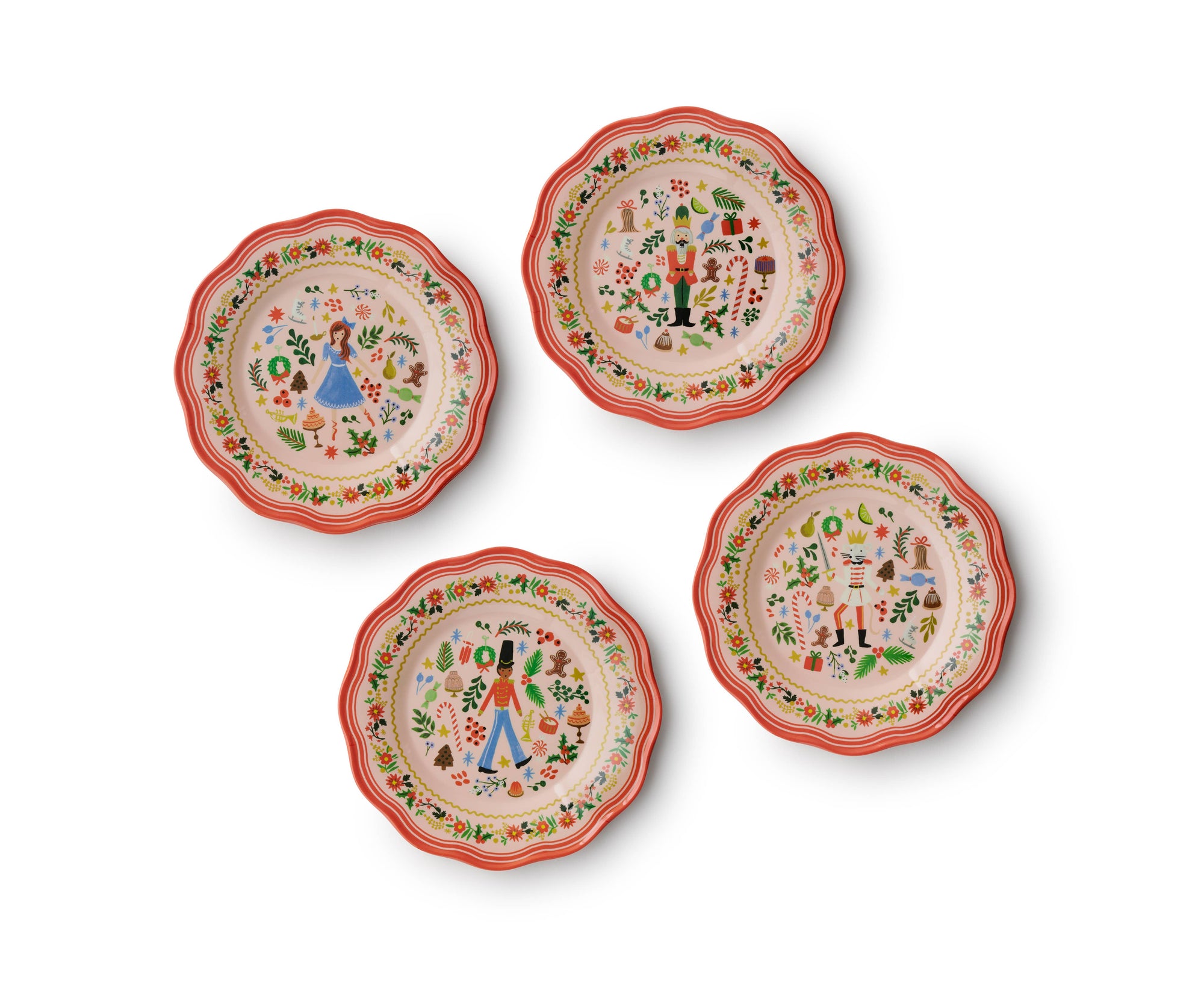 Holly Jolly Nutcracker Melamine Assorted Dessert Plates - The Preppy Bunny