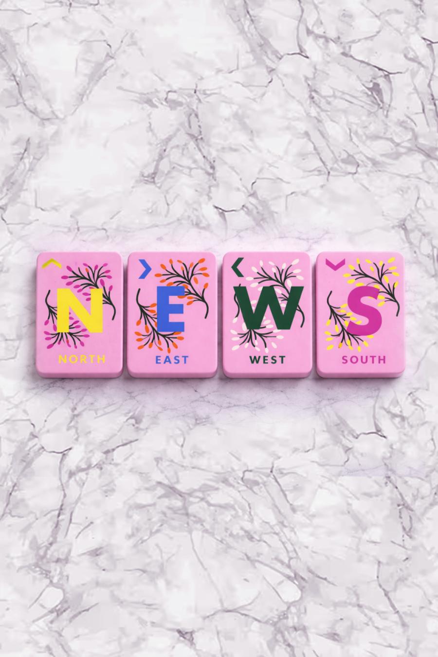 Floating Mahjong Tiles in Floral Pink for the Pool