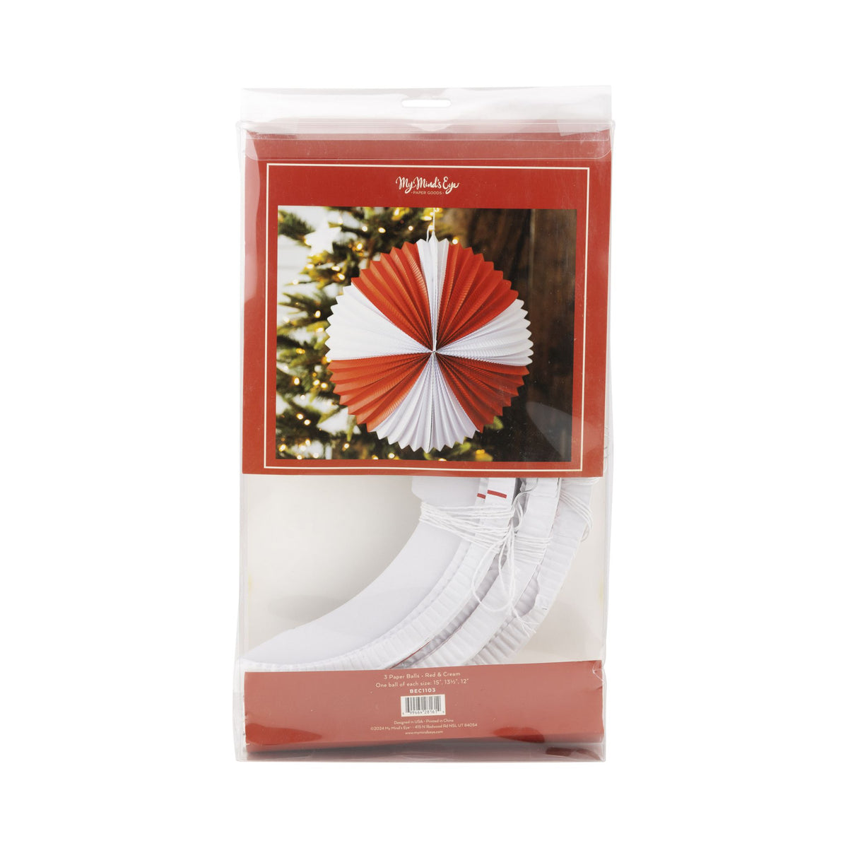 Red and Cream Accordion Paper Lanterns