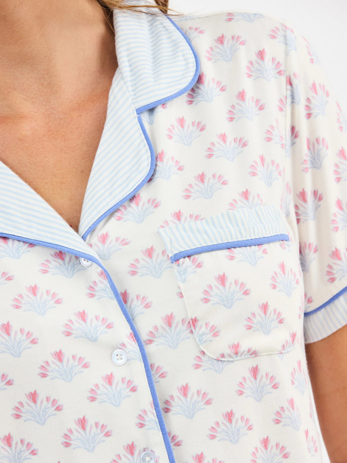 Women's Charlotte Shorts Set on Belle Blooms White - The Preppy Bunny