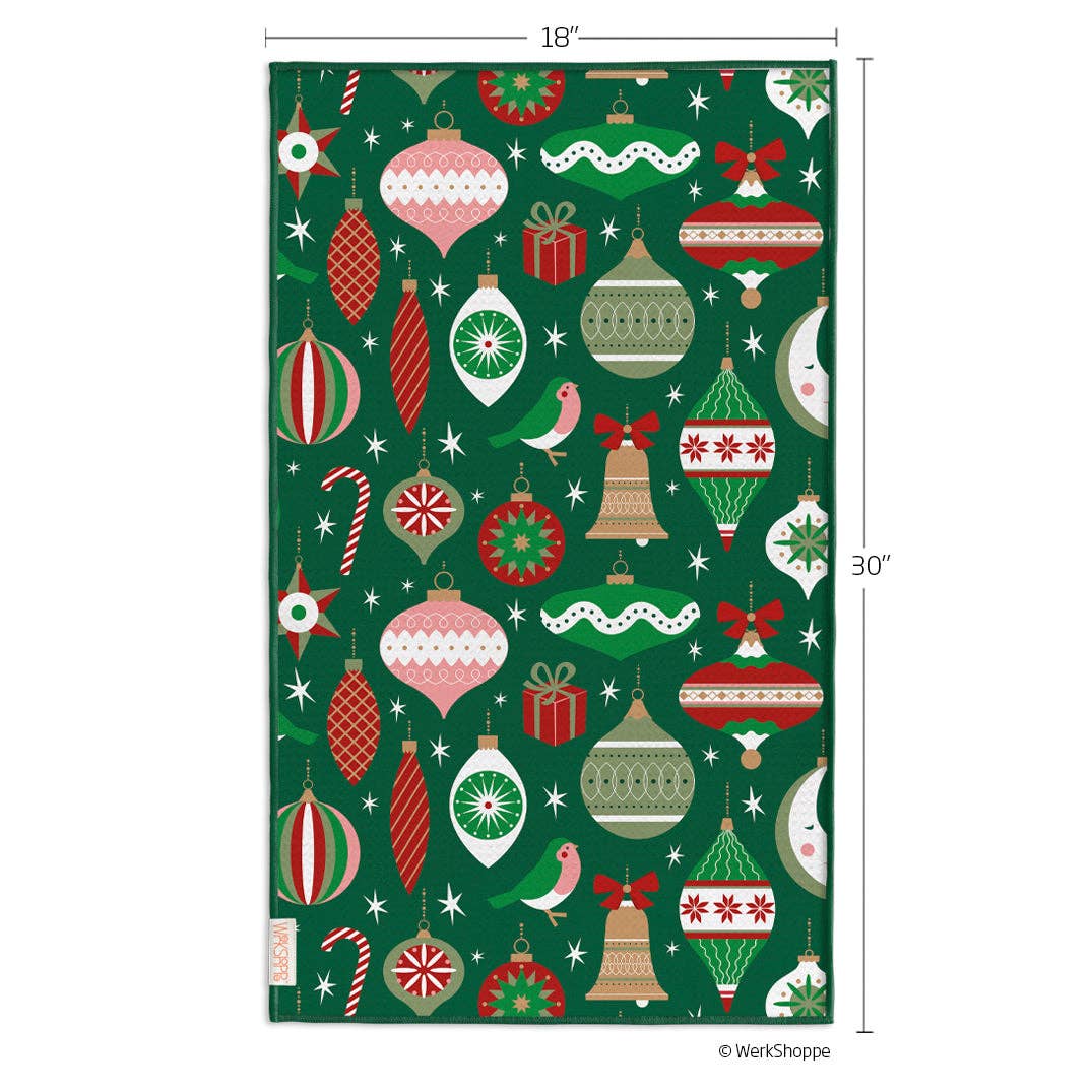 Ornaments & Bows Christmas Microfiber Towel - The Preppy Bunny