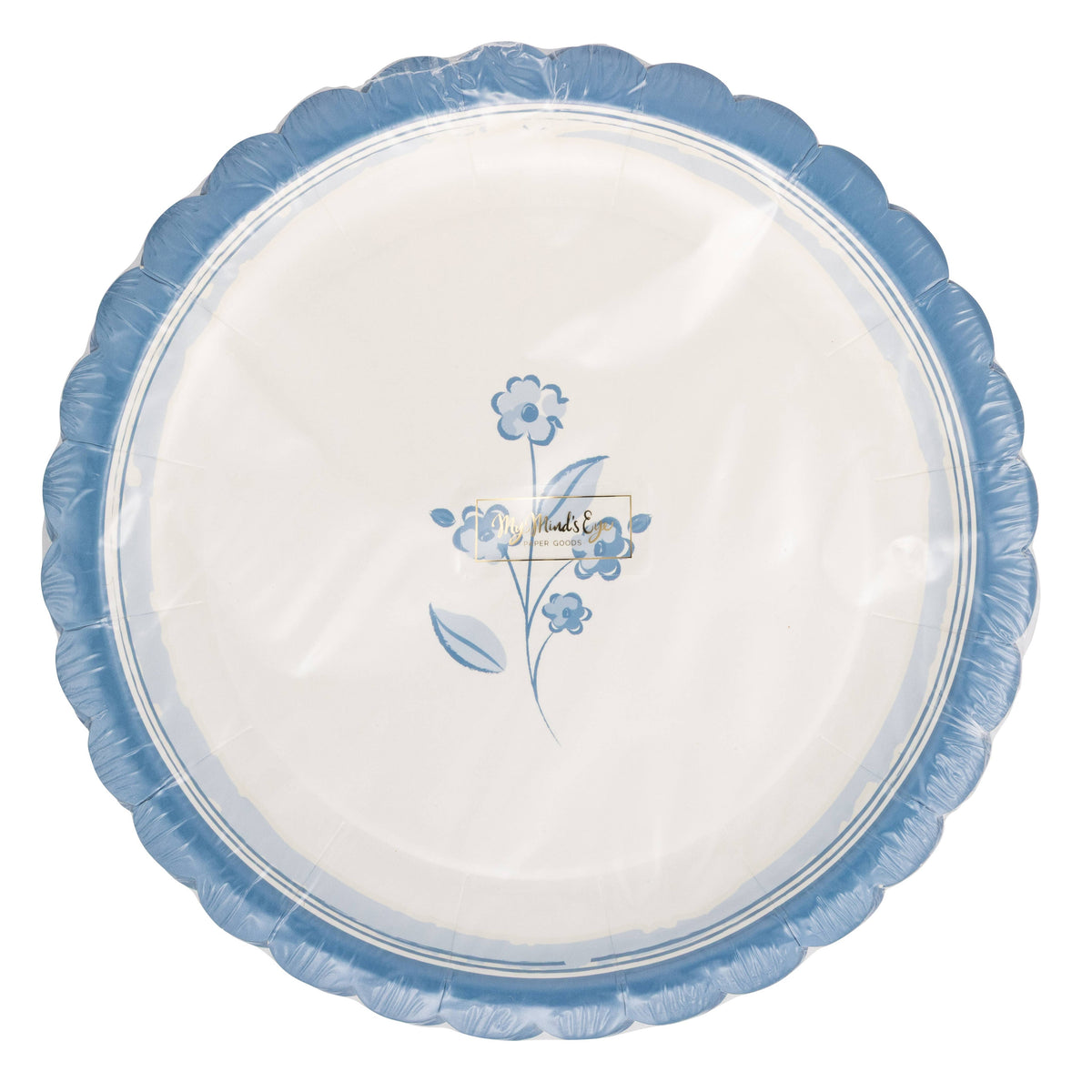 Round Blue Flower 8" Plates - The Preppy Bunny
