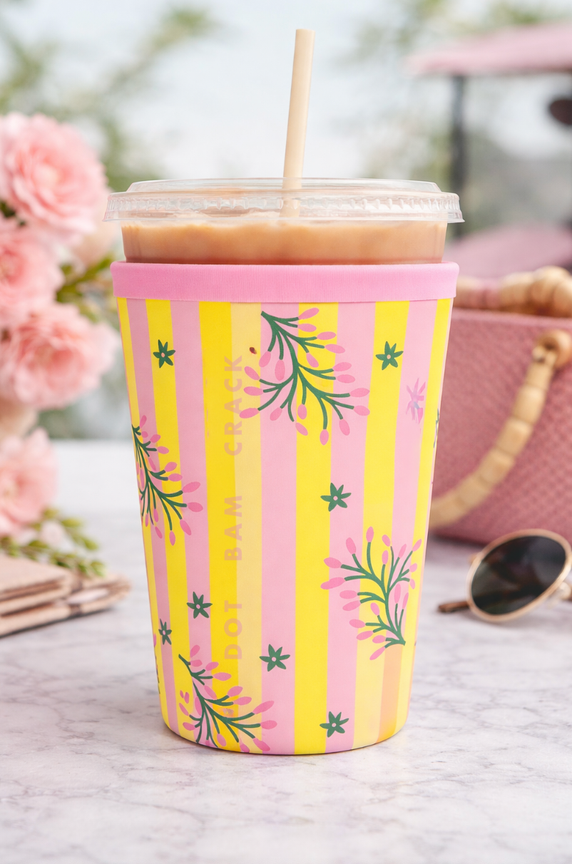 Iced Coffee Sleeve - Palm Springs Yellow Mahjong