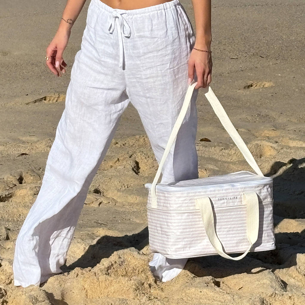 Light Cooler Bag Lazy Days Pink Stripe - The Preppy Bunny