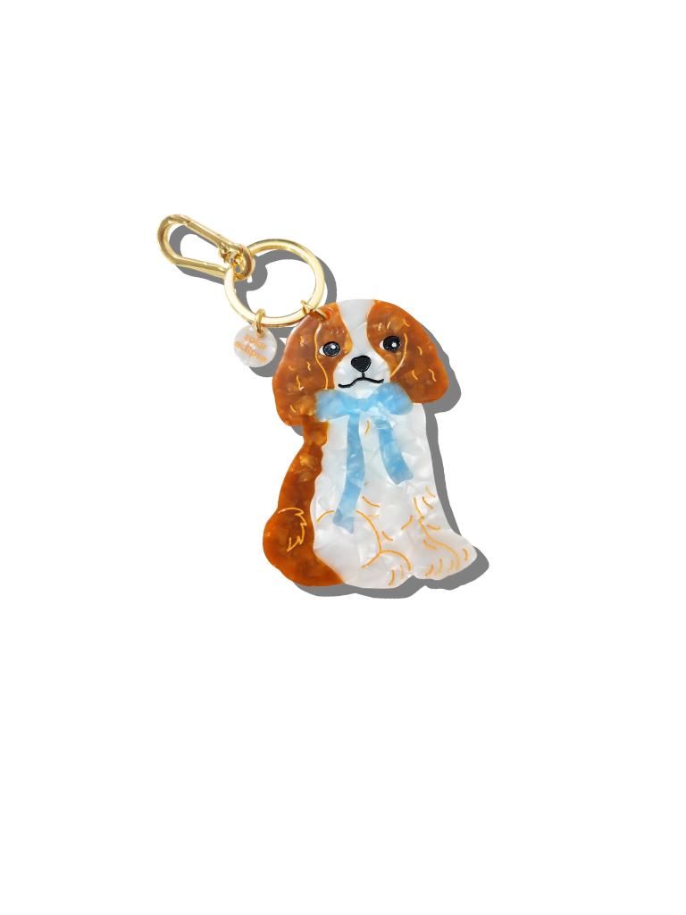 Hand-Painted King Charles Bag Charm + Keychain