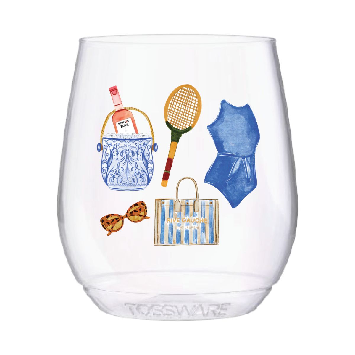 Hampton Summer 14oz Stemless Wine Glass - The Preppy Bunny