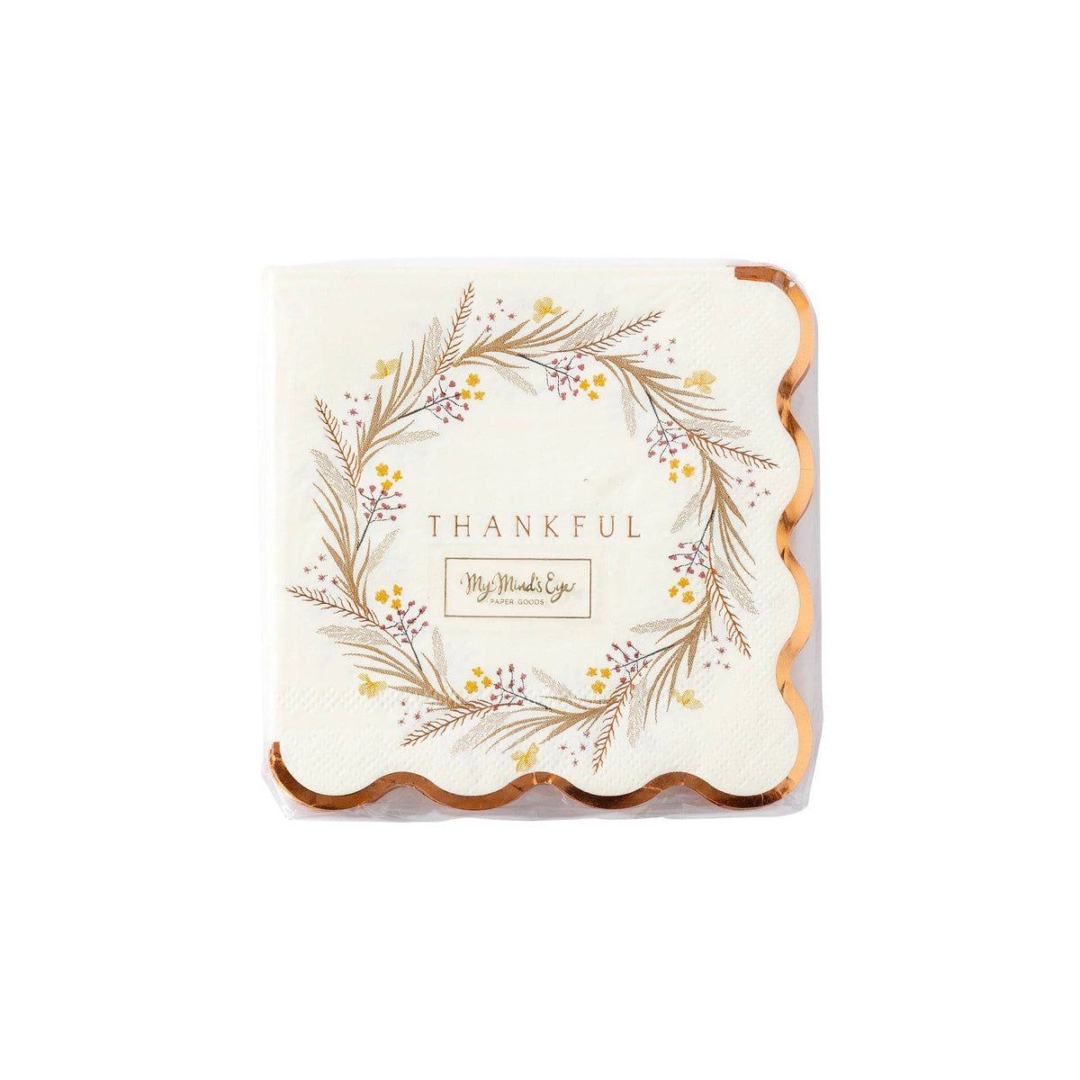 Thankful Wreath Paper Beverage Napkins