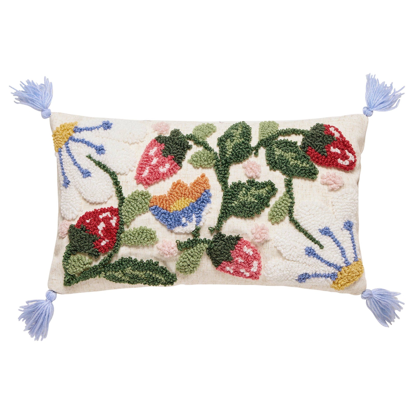 Strawberry Garden Tufted Hook Pillow - The Preppy Bunny