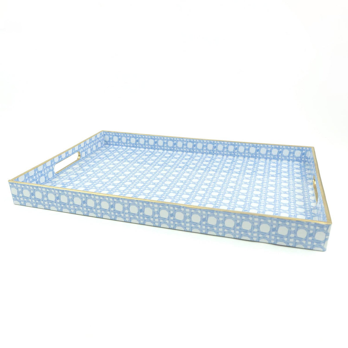 Blue Cane Rectangular Tray - The Preppy Bunny