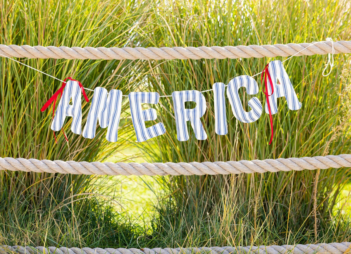 America Ticking Fabric Puffy Banner