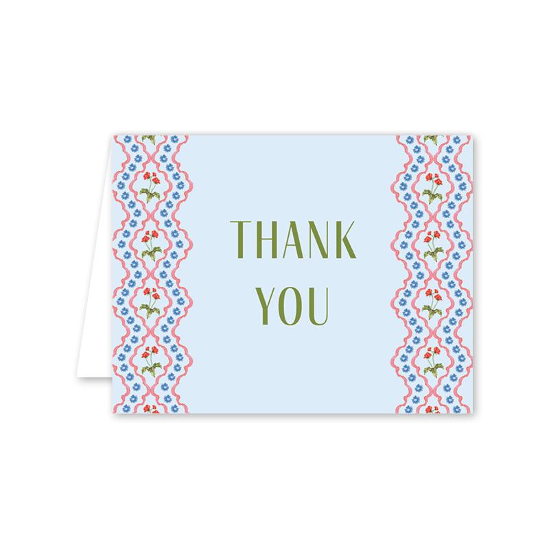 Lamia Damask Blue Thank You - The Preppy Bunny