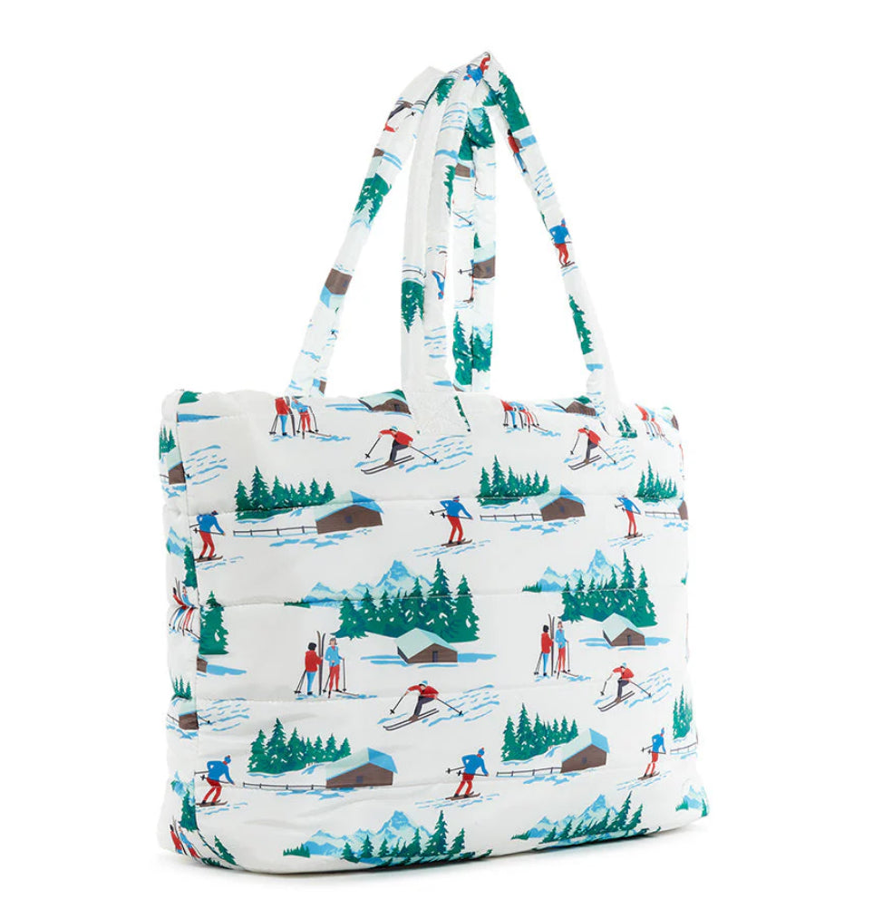 Luxe Ski Puffer Tote Bag in Hit the Slopes