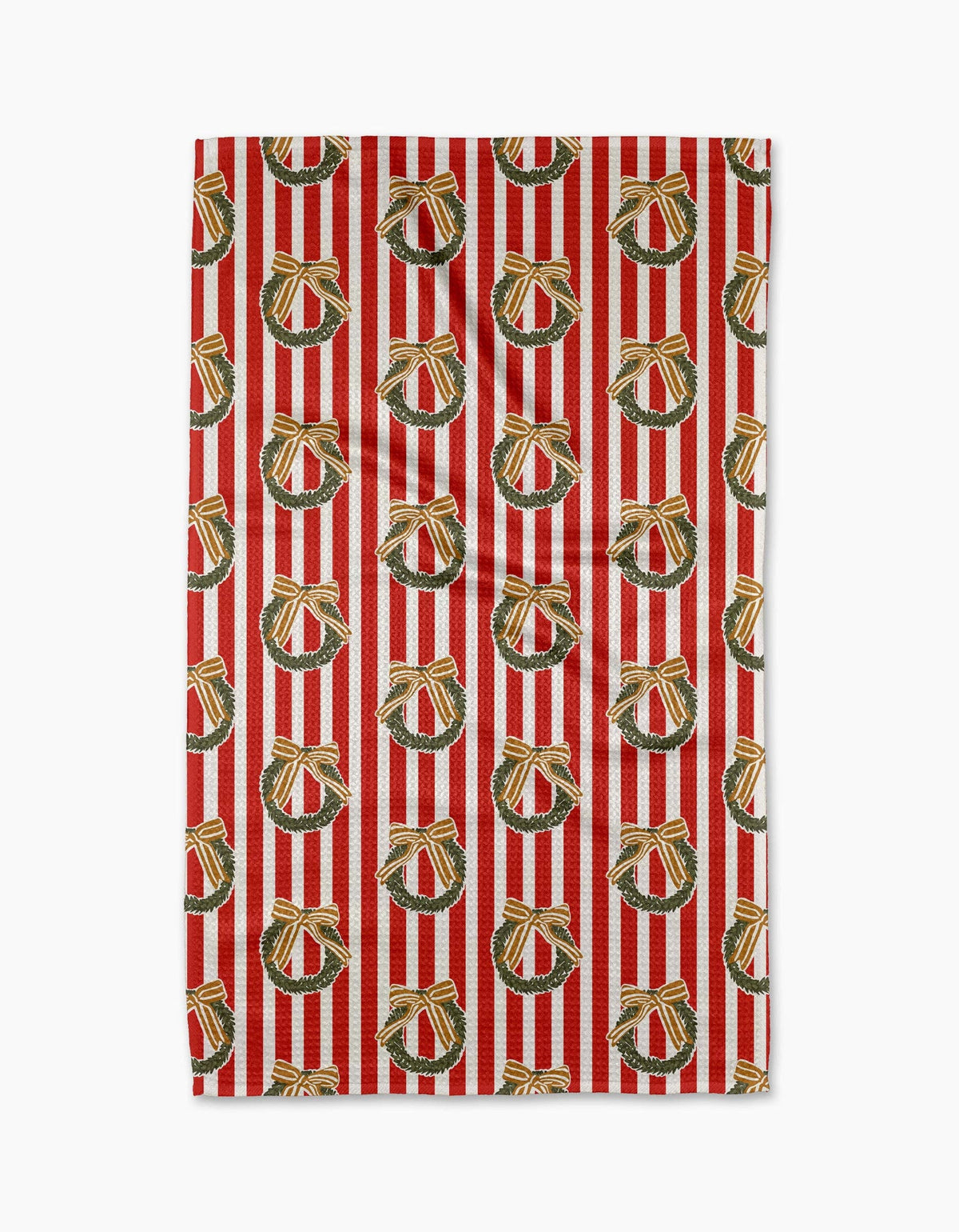 Red Wreaths Tea Towel by Geometry