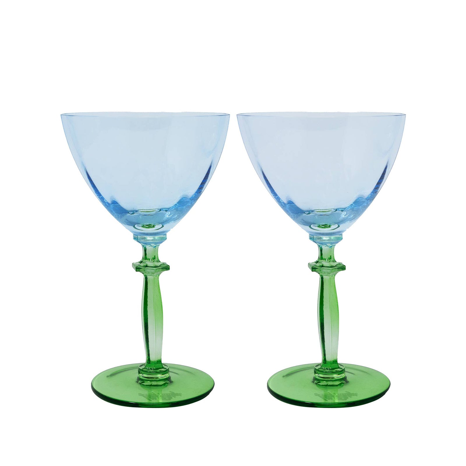Hydrangea Blue/Peninsula Green Wine Glass Set - The Preppy Bunny