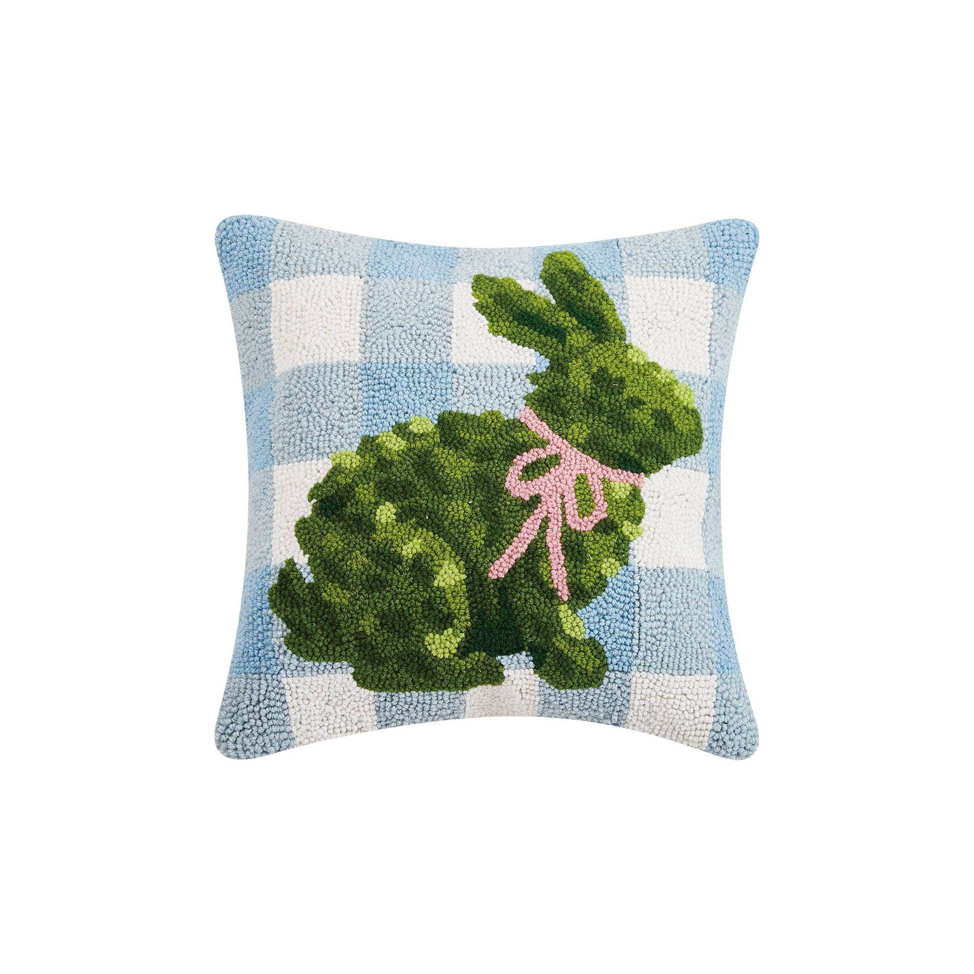 Bunny Topiary Hook Pillow - The Preppy Bunny