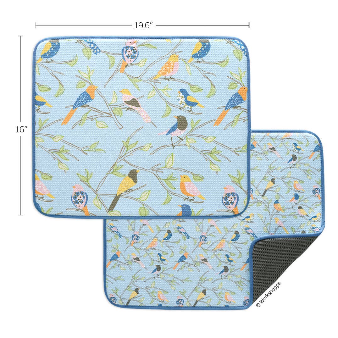 Floral Finch &amp; Friends Dish Drying Mats, Set of 2 - The Preppy Bunny