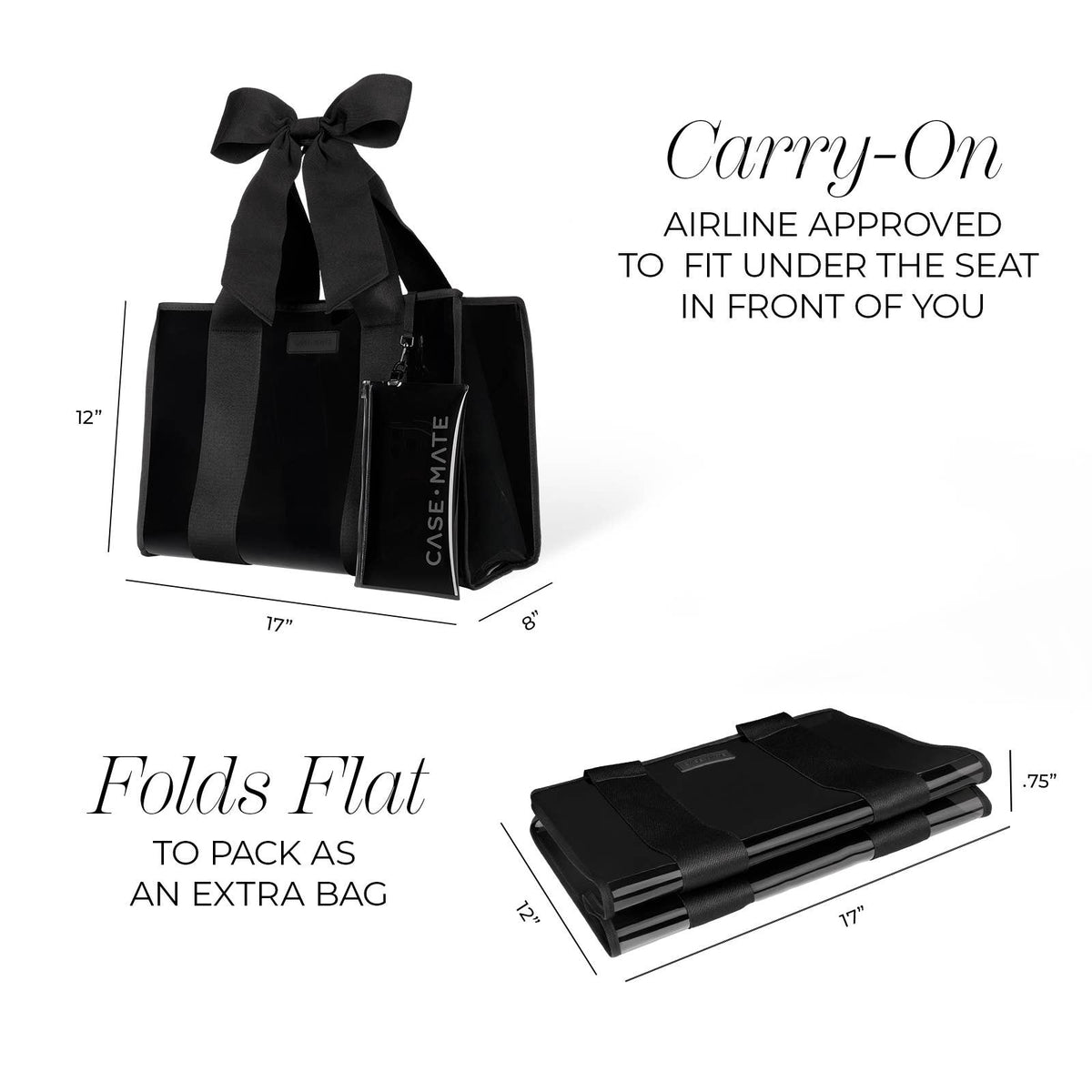 Case-Mate Midnight Black Bow Jelly Tote Bag - The Preppy Bunny