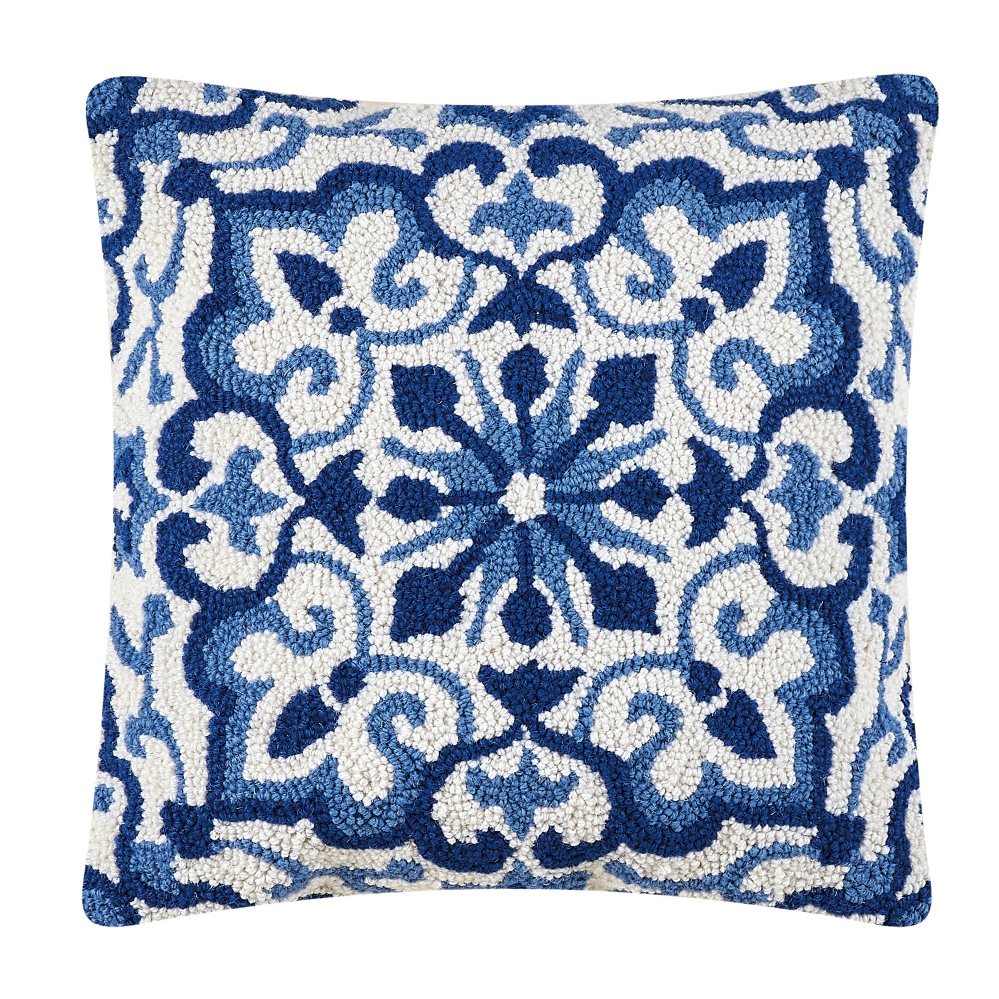 Blue Medallion Hook Pillow - The Preppy Bunny