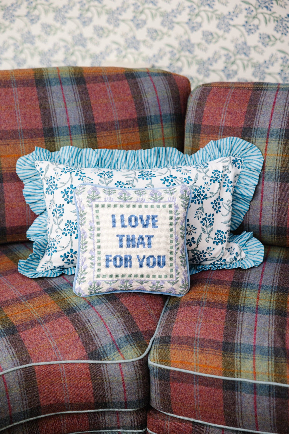 Love That for You Needlepoint Pillow - The Preppy Bunny