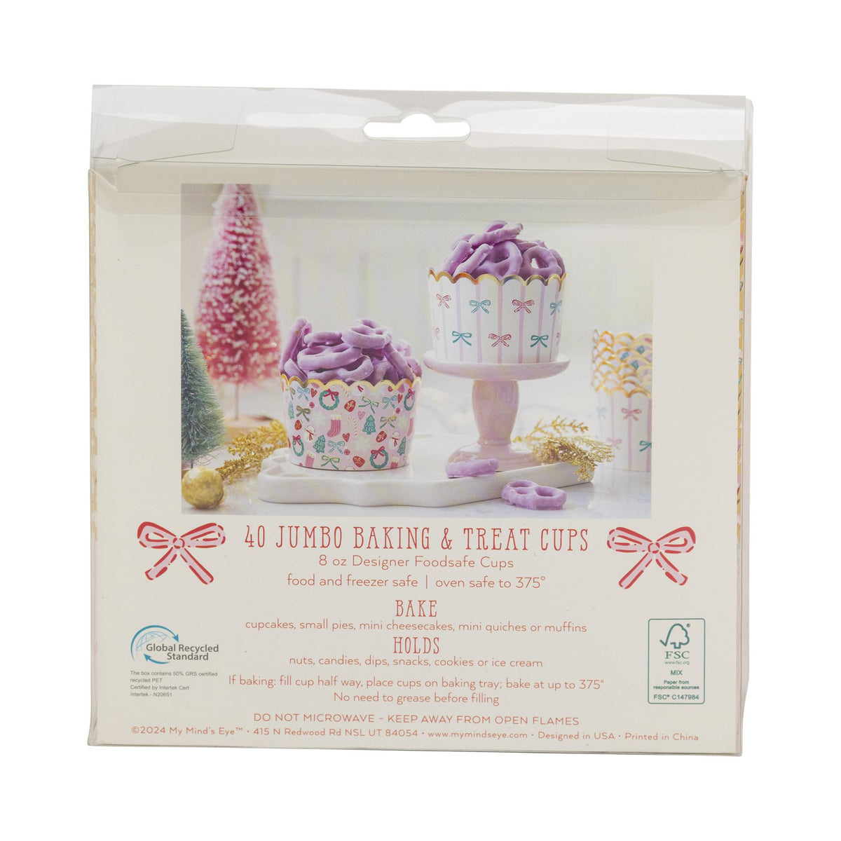 Foiled JUMBO Bows/Icons 8 oz Baking Cups (40 ct) - The Preppy Bunny