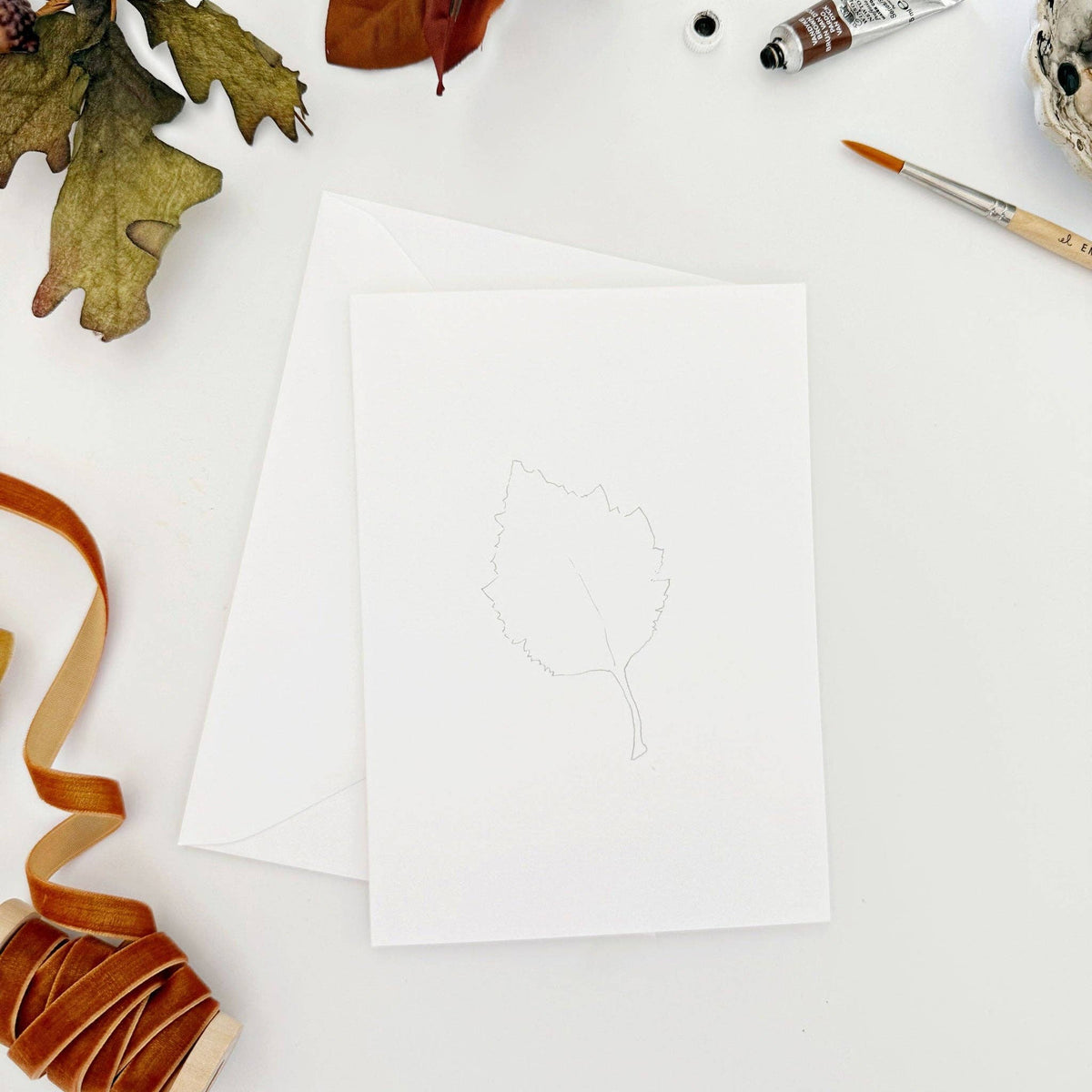 Fall Leaves Paintable Notecards - The Preppy Bunny