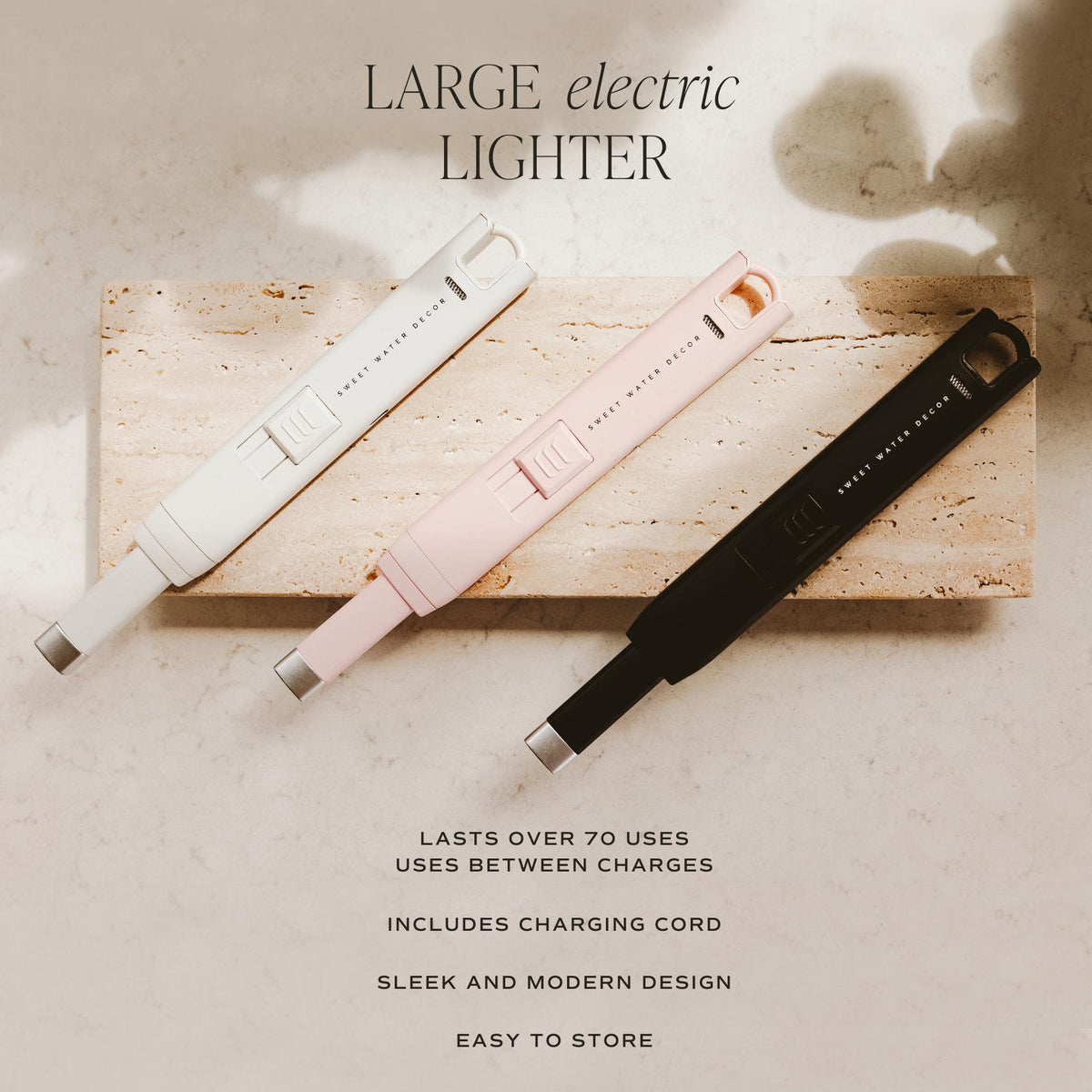 Black Large Rechargeable Electric Lighter - The Preppy Bunny