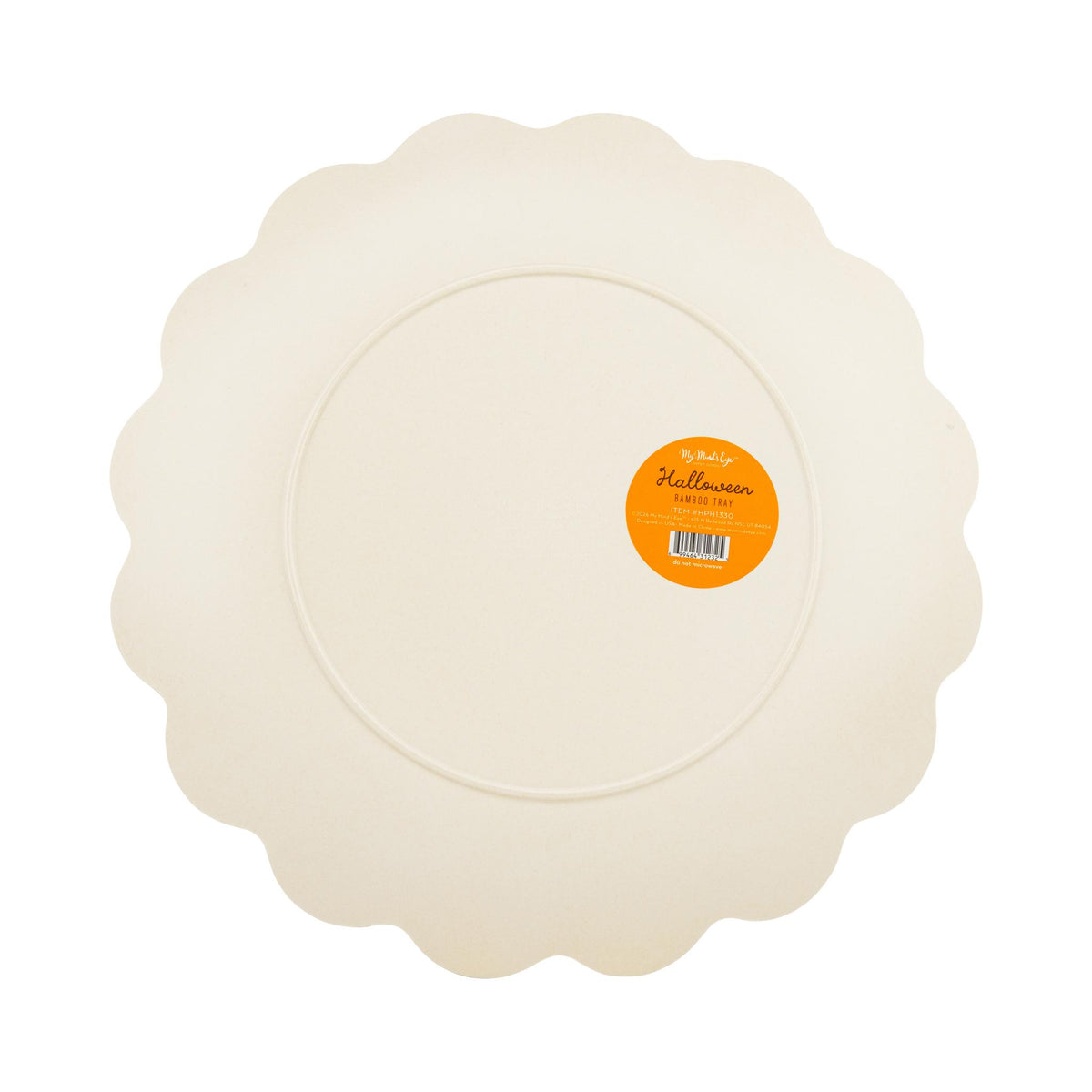 Happy Halloween Scalloped Bamboo Tray