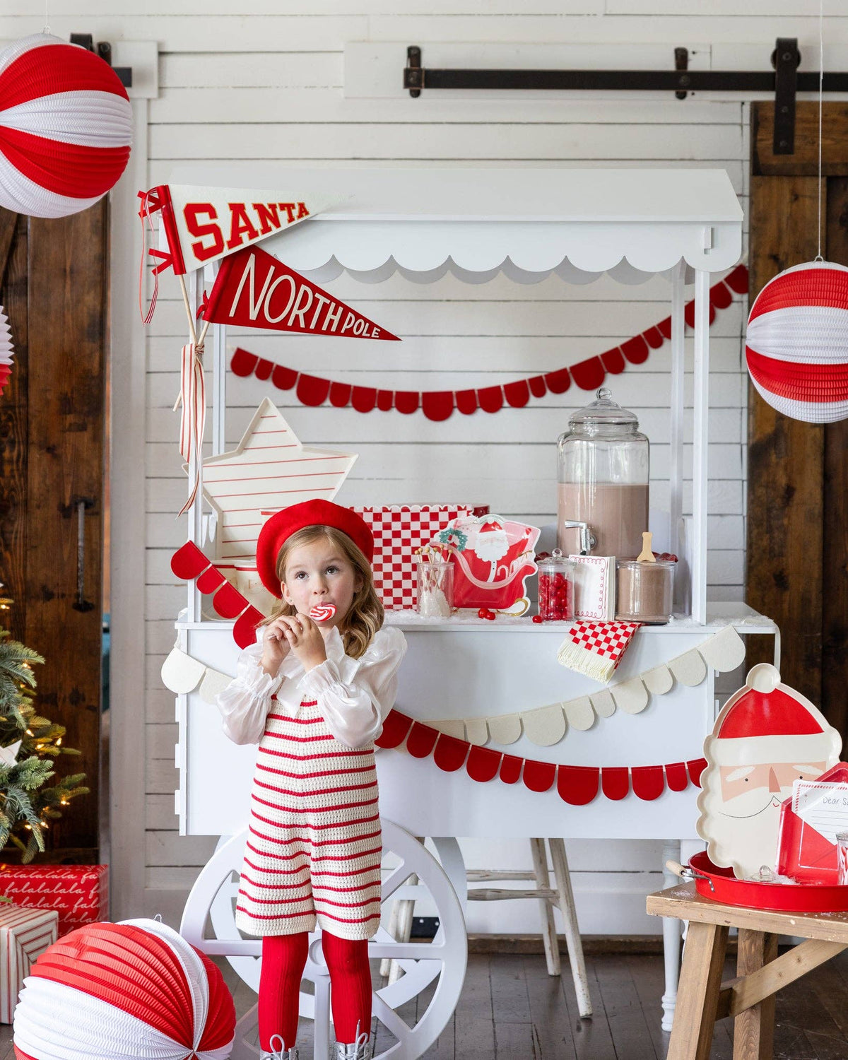 Red and Cream Scalloped Felt Banner Set - The Preppy Bunny