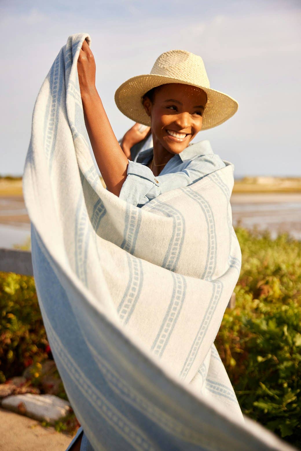 The Lightweight ChappyWrap Blanket - Tile Stripe - The Preppy Bunny