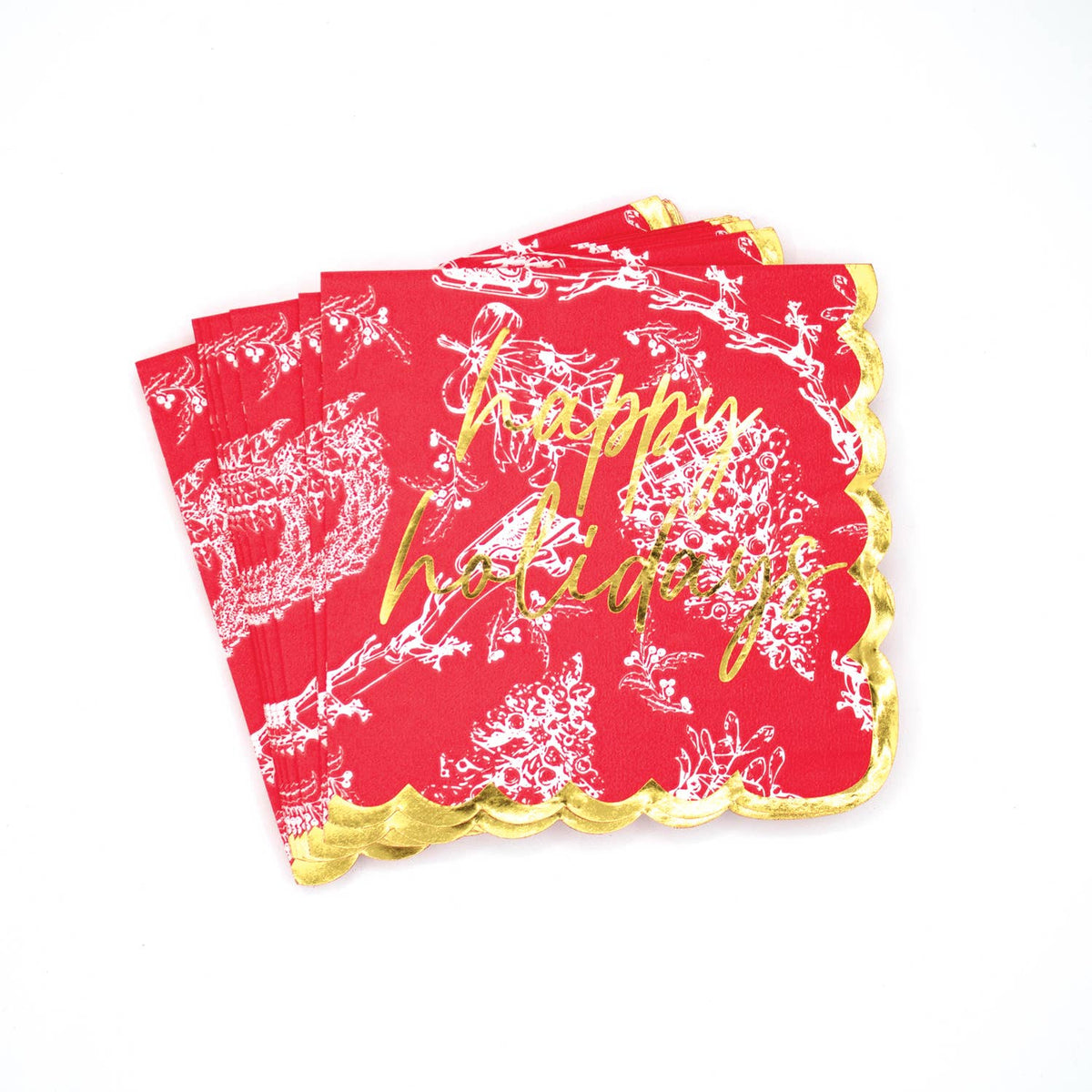 Red Toile Paper Beverage Napkins