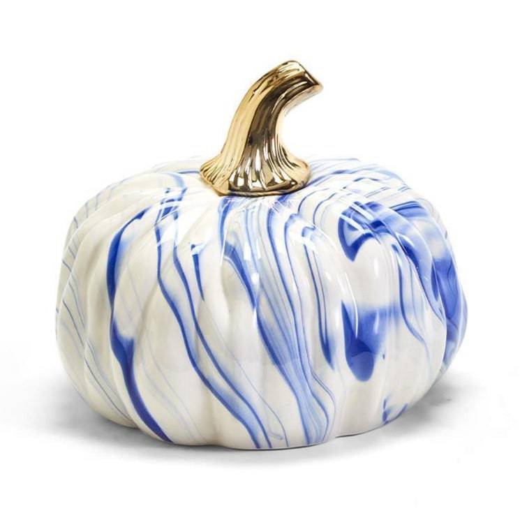 Marbled Blue and White Pumpkin - 2 Sizes Available - The Preppy Bunny