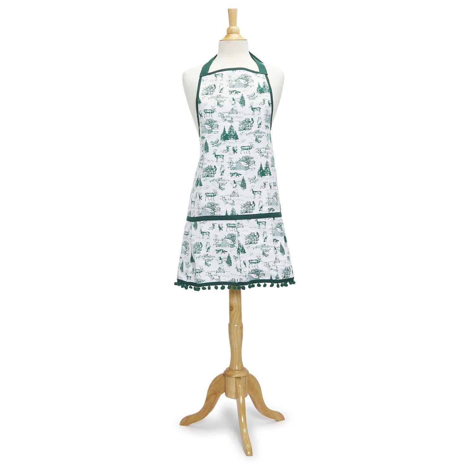 Forest Christmas Green Toile Apron - The Preppy Bunny