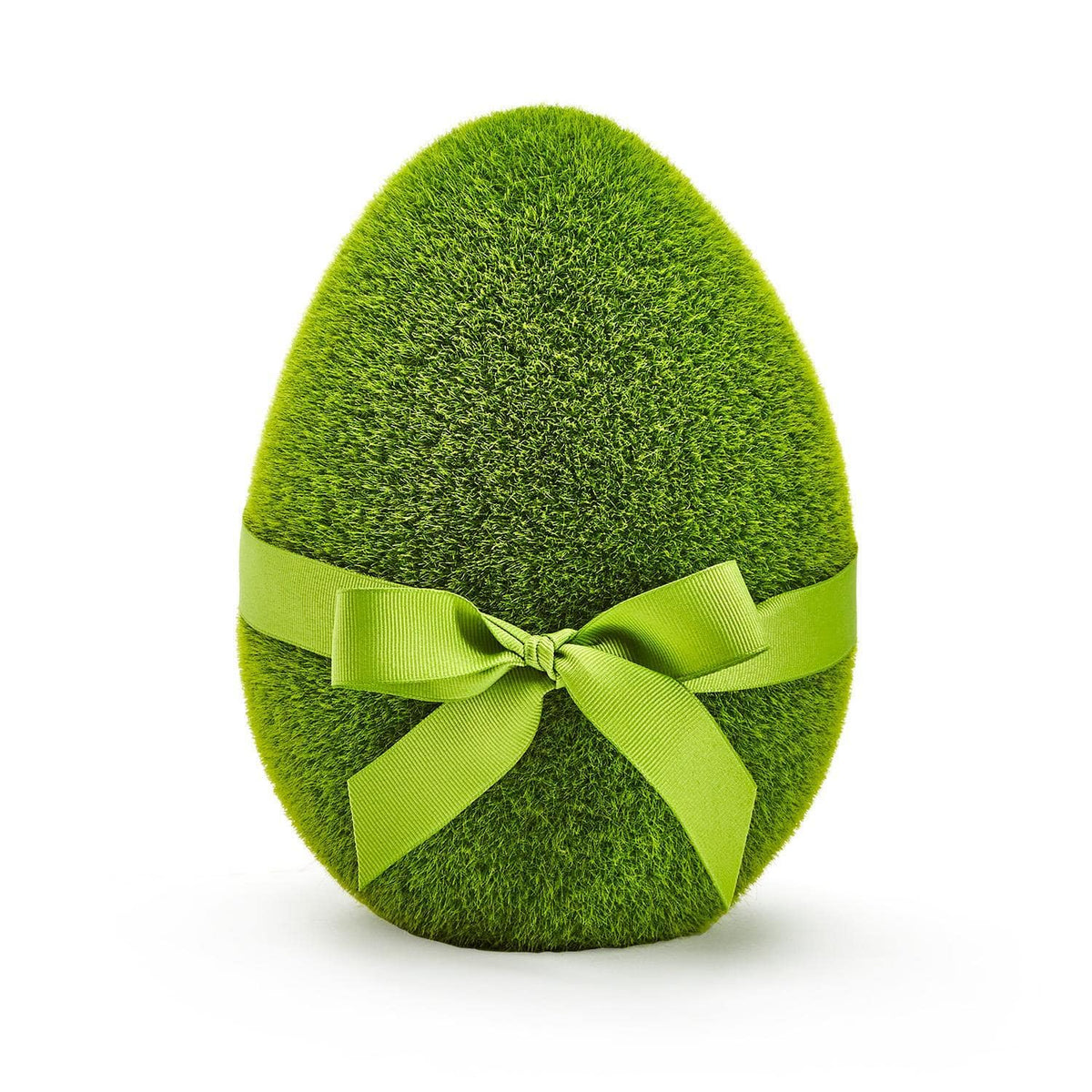 Large Faux Moss Egg with Ribbon - The Preppy Bunny