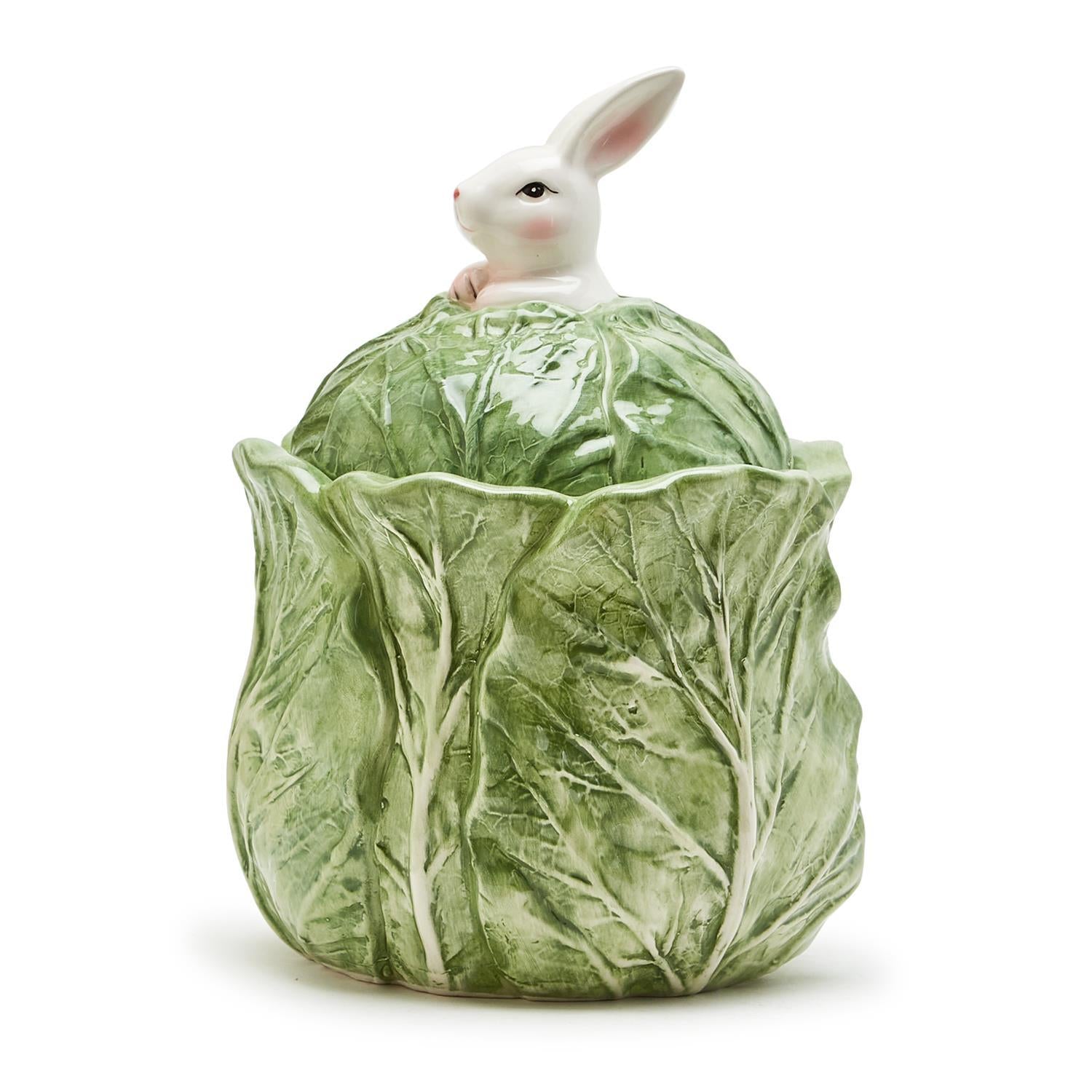 Cabbage Leaf Jar with Bunny - The Preppy Bunny