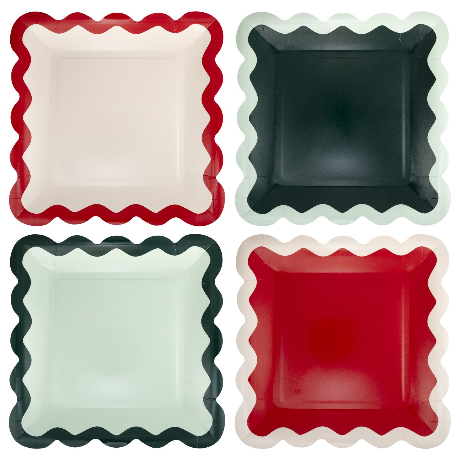 Red and Pink Green and Mint Ric Rac 9" Paper Plate Set - The Preppy Bunny