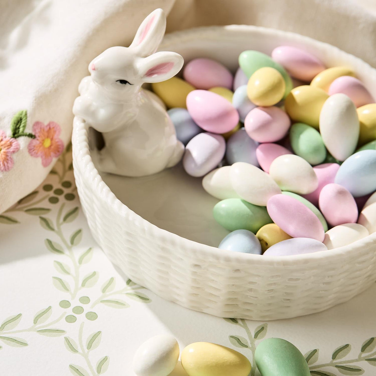 Easter Bunny with Basket Tidbit Dish