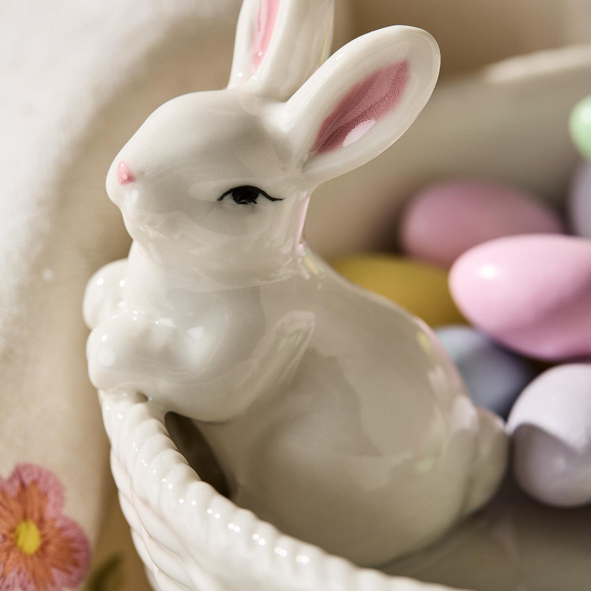 Easter Bunny with Basket Tidbit Dish