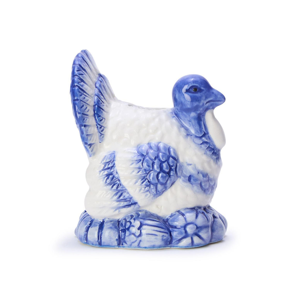 Blue and White Hand Painted Turkey Candleholder - The Preppy Bunny