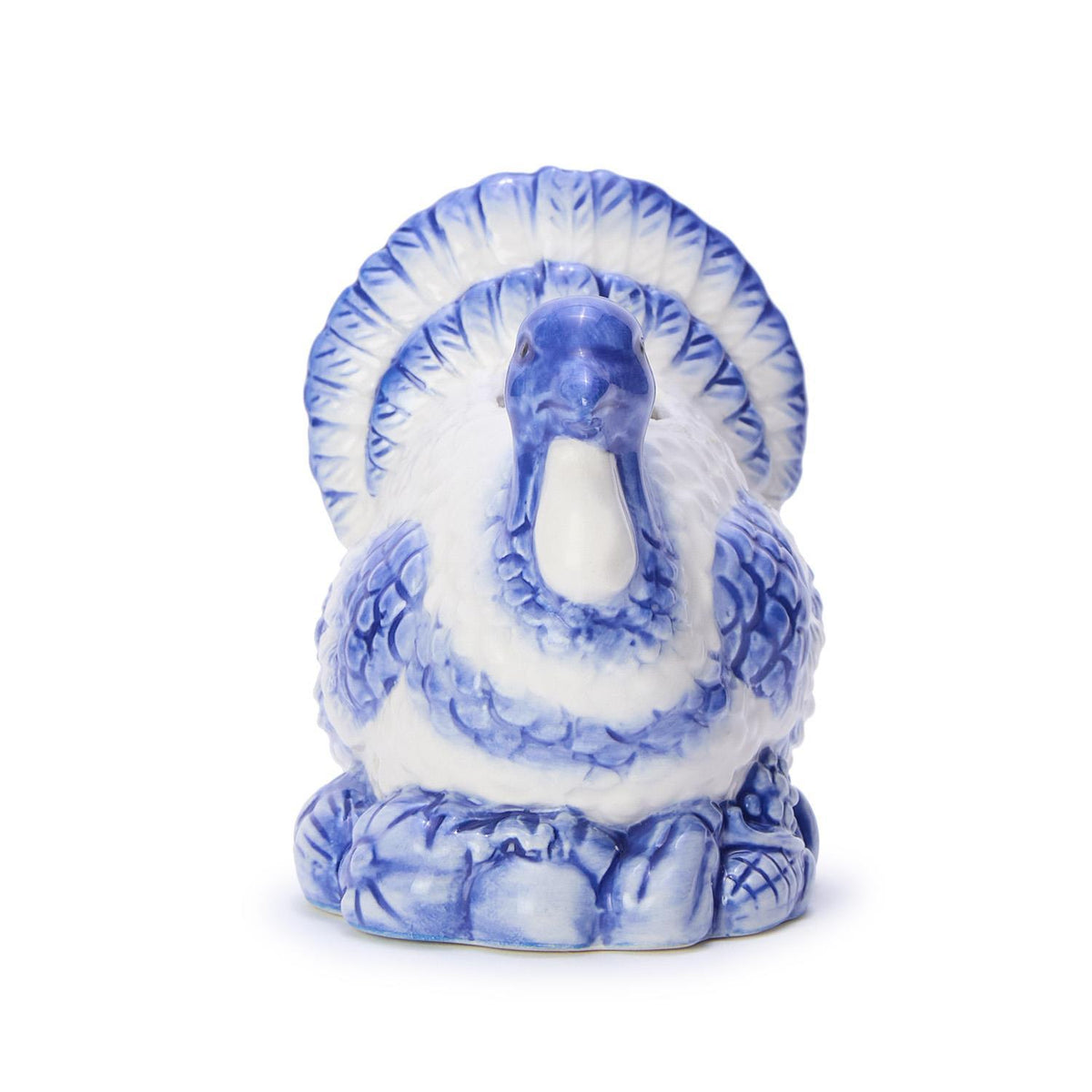 Blue and White Hand Painted Turkey Candleholder - The Preppy Bunny
