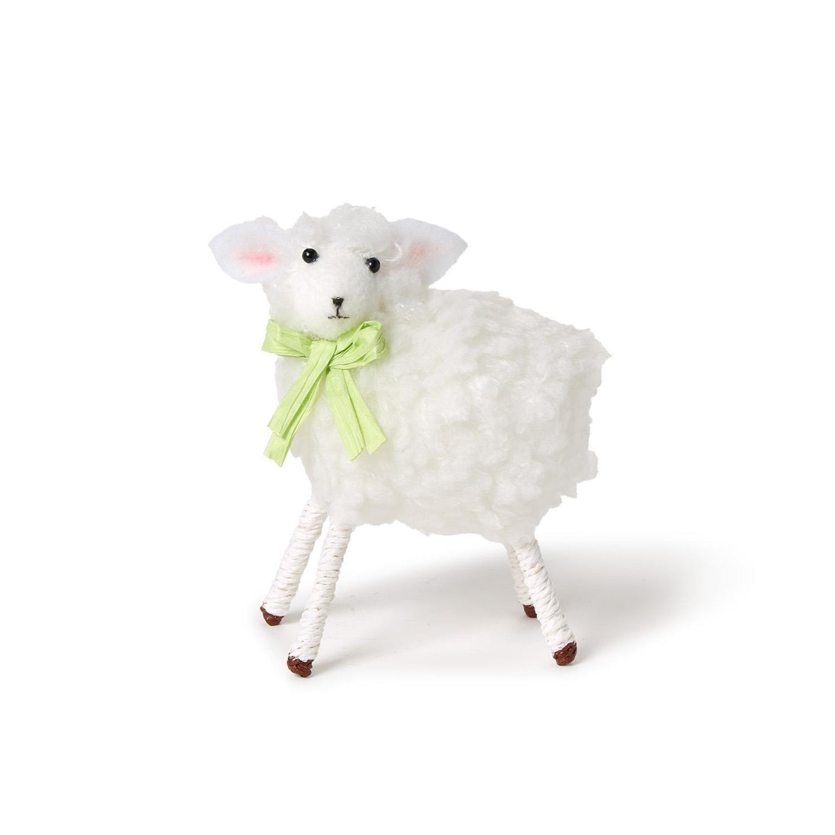 Fuzzy Flock Felt Easter Lamb with Bow - The Preppy Bunny