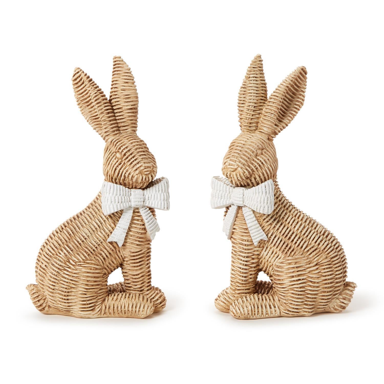 Wicker Weave Pattern Easter Bunny with Bow - The Preppy Bunny