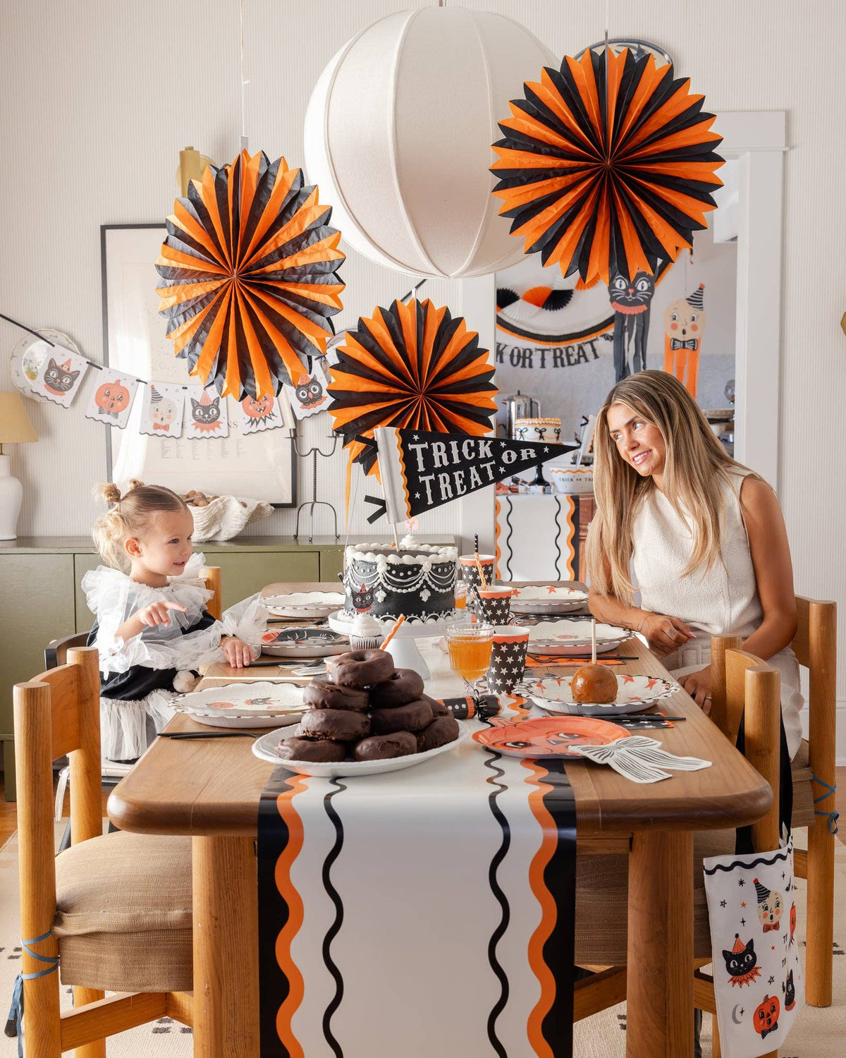 Orange and Black Large Tissue Fans