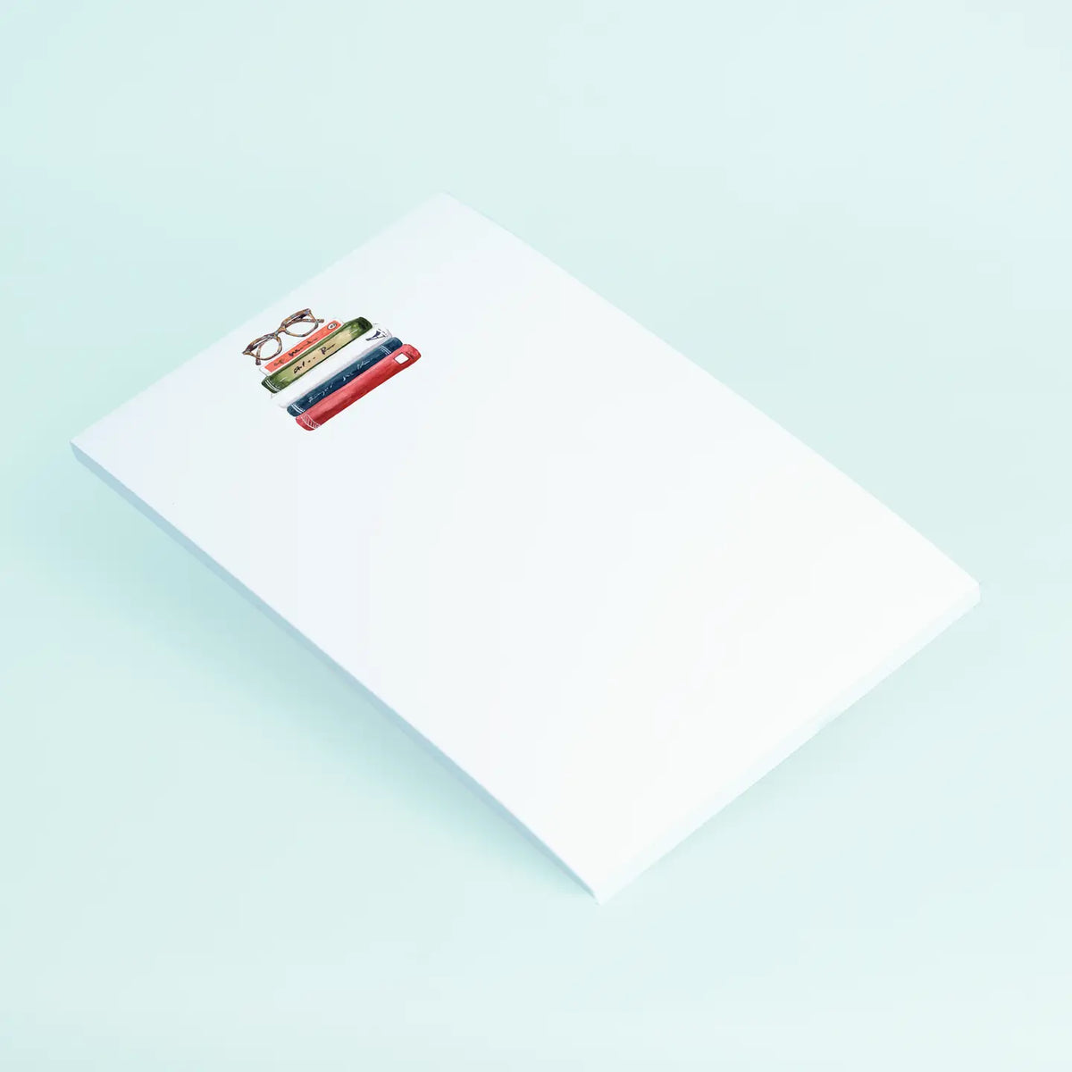 Book Stack with Glasses Notepad