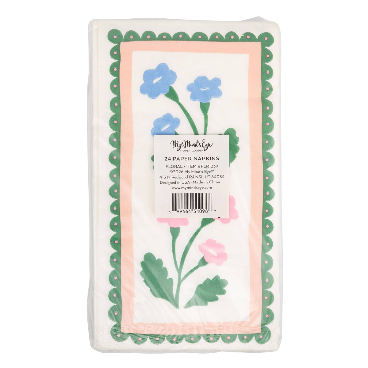 Floral Border Dinner Napkins - The Preppy Bunny