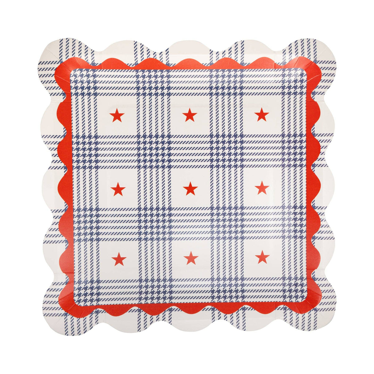 Plaid Stars Paper Plate - 11" - The Preppy Bunny