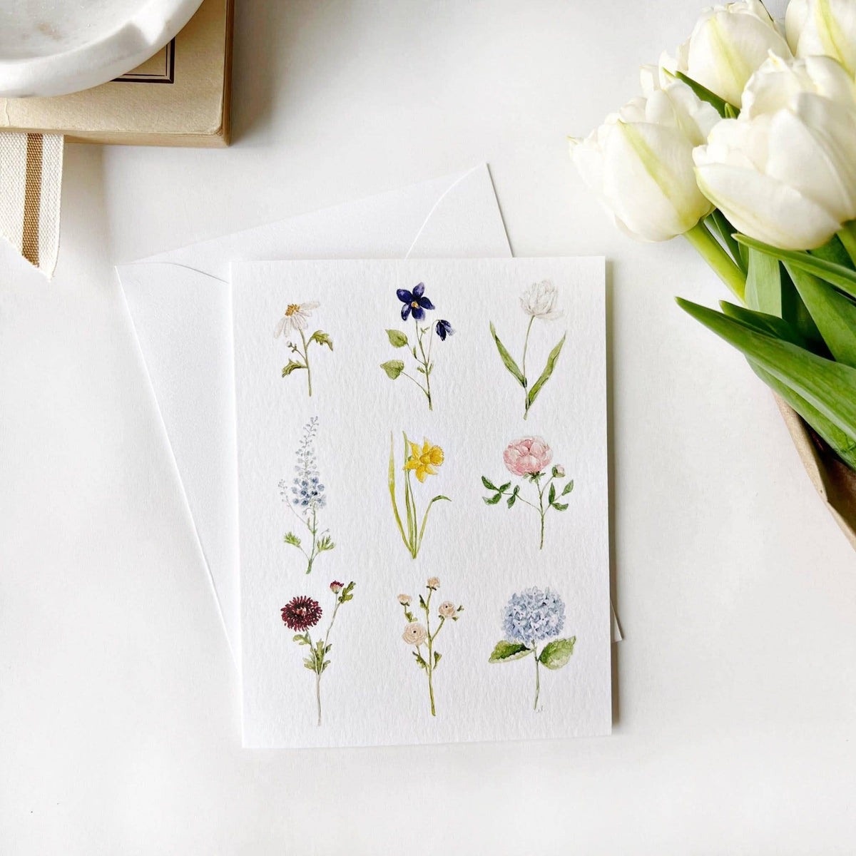 Garden flowers notecard - The Preppy Bunny