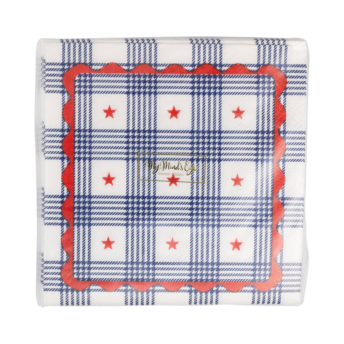 Plaid Stars Paper Cocktail Napkins - The Preppy Bunny